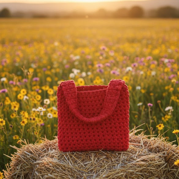 Borsa a Tracolla all'Uncinetto - Rosso Corallo