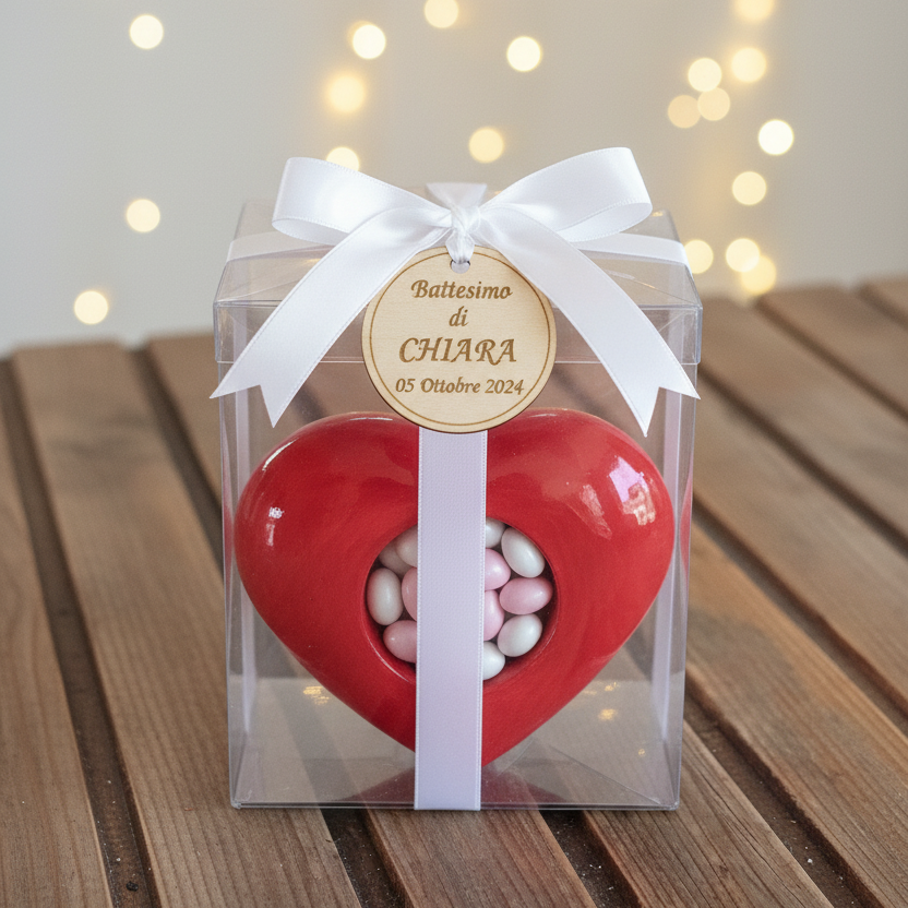 Bomboniera Cuore in Gesso - Portacandela e Diffusore Personalizzabile
