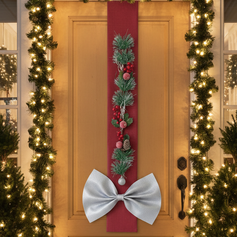 Fascia Natalizia Artigianale "Classic Joy" - Decorazione a Scapolare per Porta