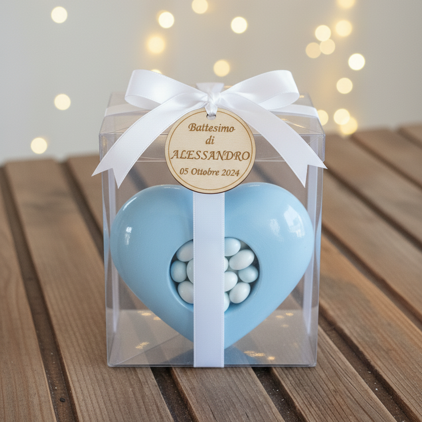 Bomboniera Cuore in Gesso - Portacandela e Diffusore Personalizzabile