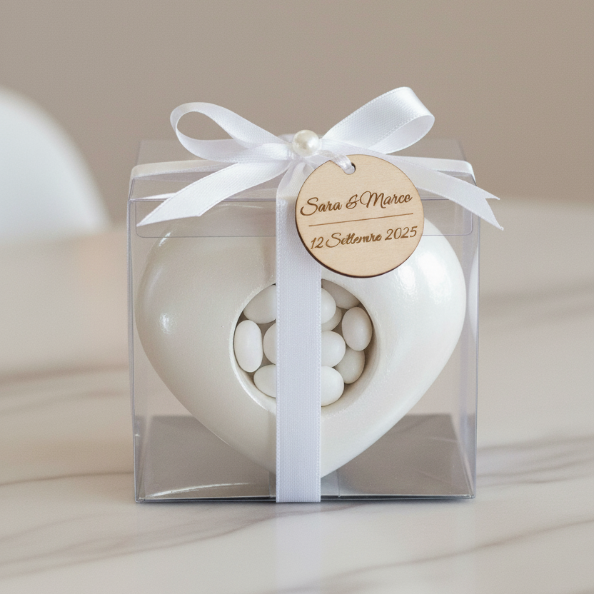 Bomboniera Cuore in Gesso - Portacandela e Diffusore Personalizzabile