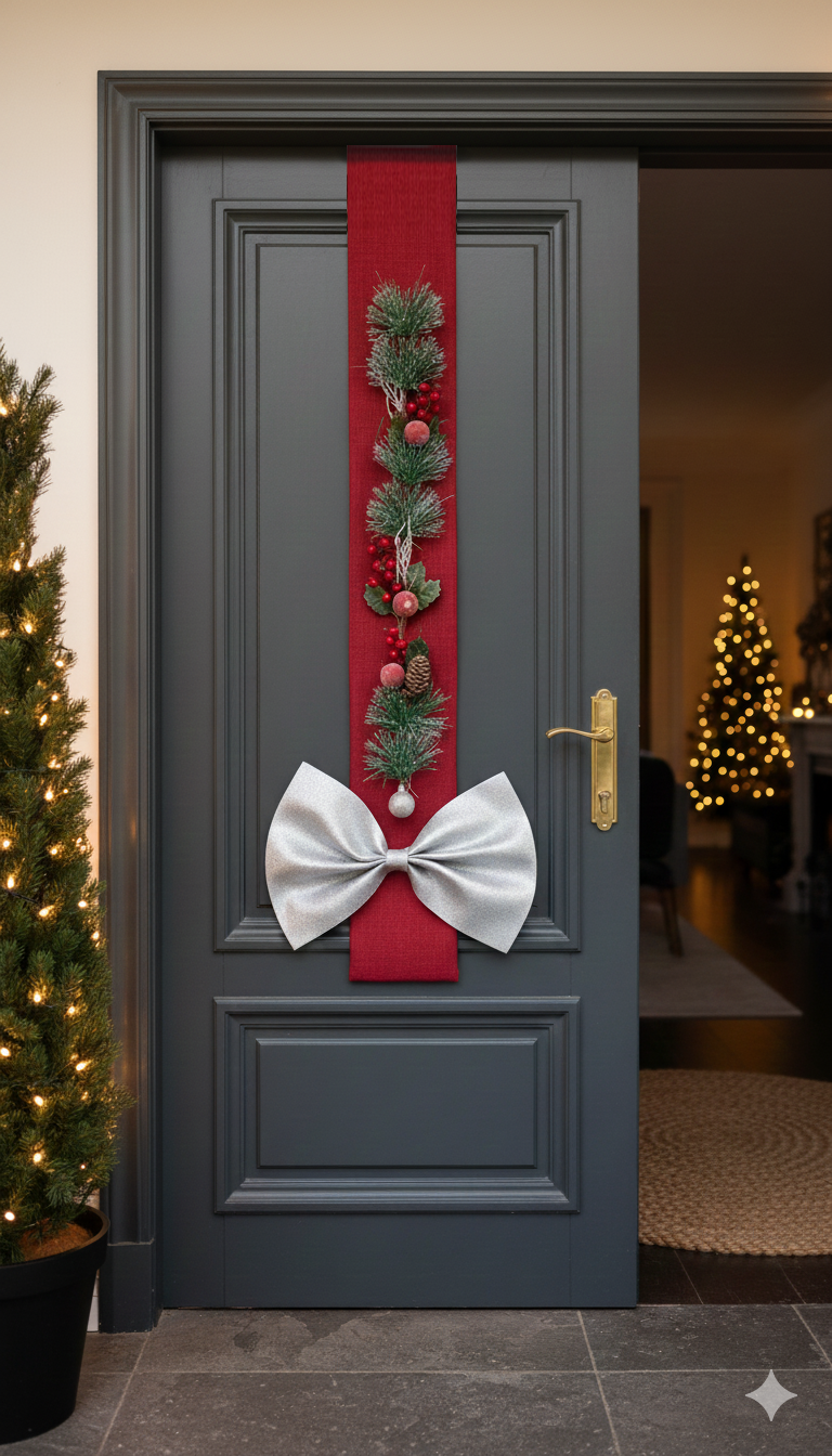 Fascia Natalizia Artigianale "Classic Joy" - Decorazione a Scapolare per Porta