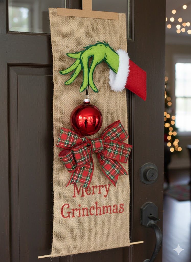 Fascia Natalizia Artigianale "Classic Joy" - Decorazione a Scapolare per Porta