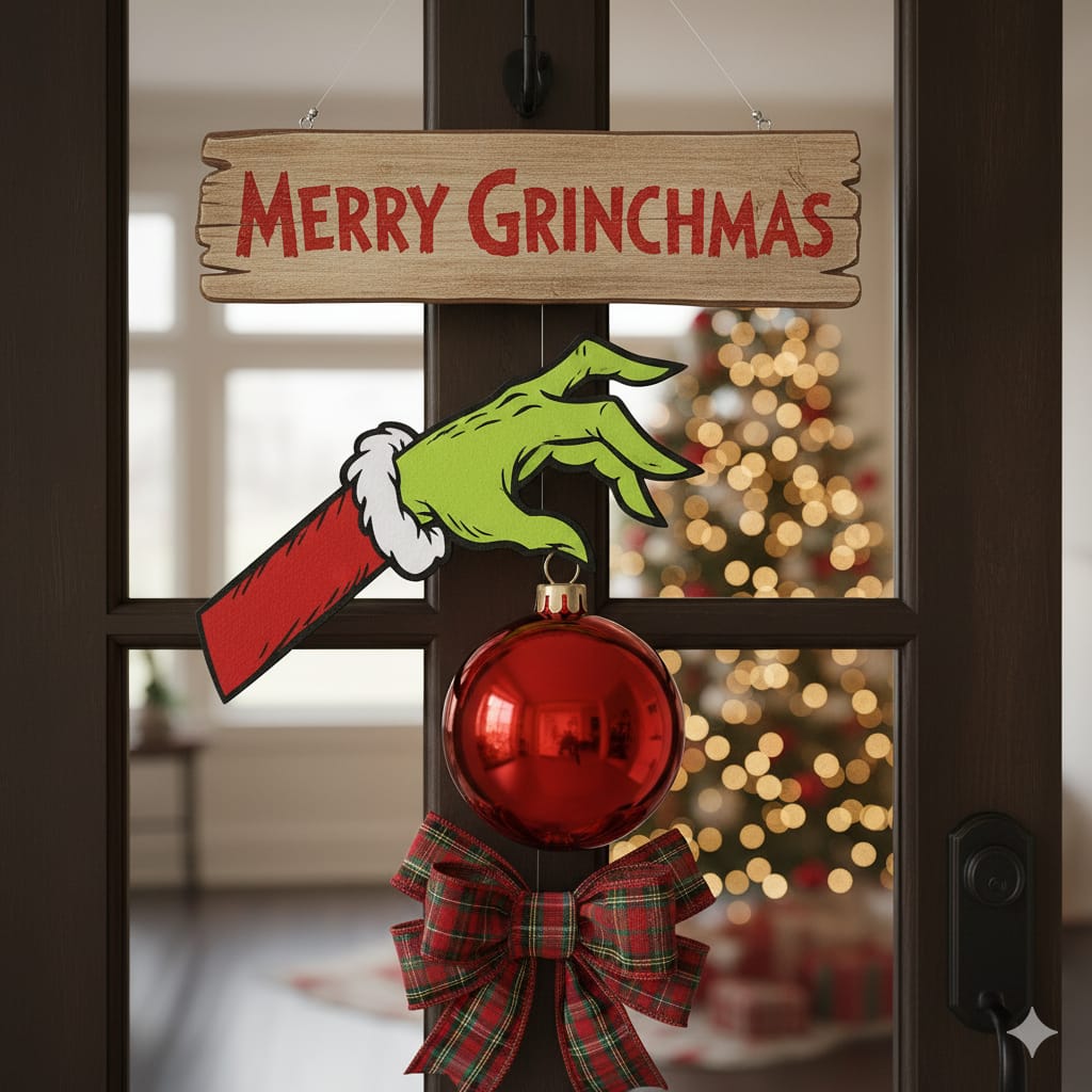 Fascia Natalizia Artigianale "Classic Joy" - Decorazione a Scapolare per Porta