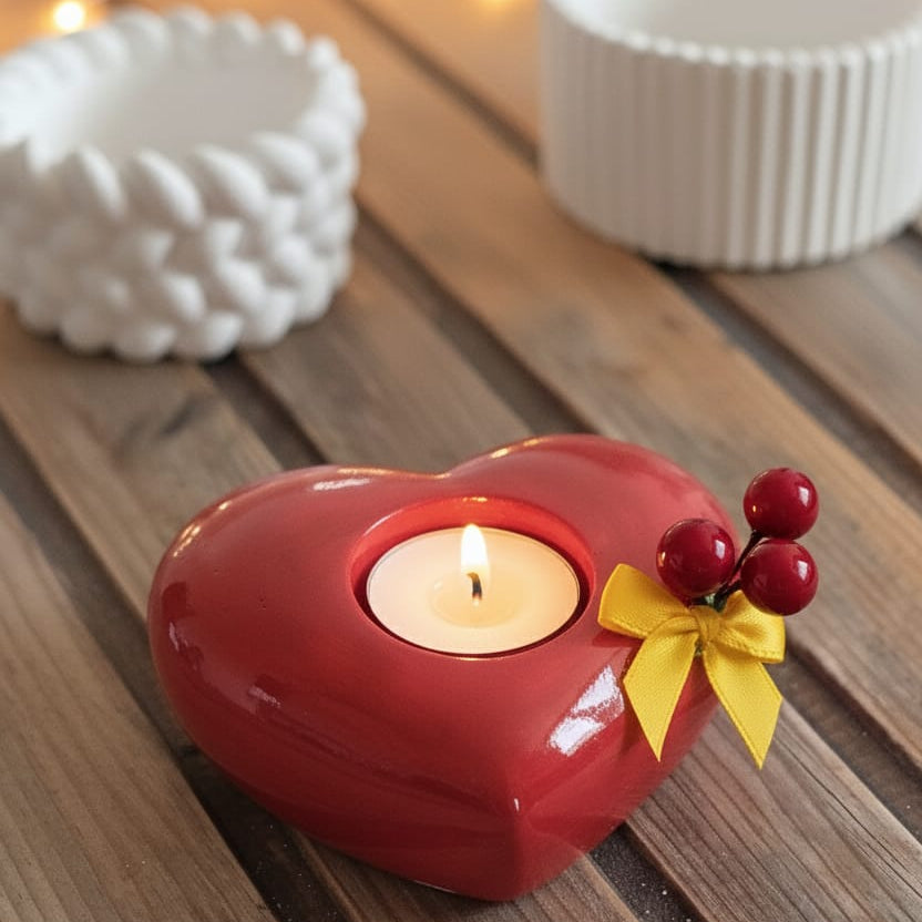 Cuore in Gesso Artigianale - Portacandela e Diffusore