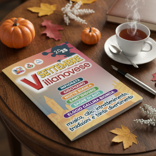 Copertina Settembre Villanovese con libretto punto metallico in contesto elegante