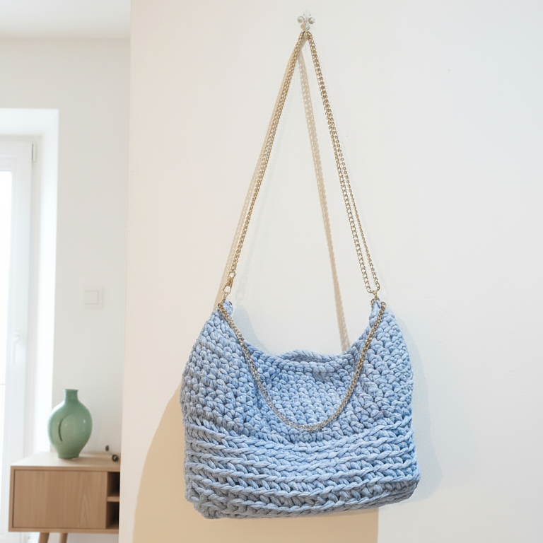 Borsa all'uncinetto fatta a mano
