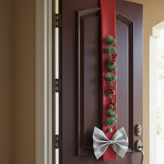 Fascia Natalizia Artigianale "Classic Joy" - Decorazione a Scapolare per Porta