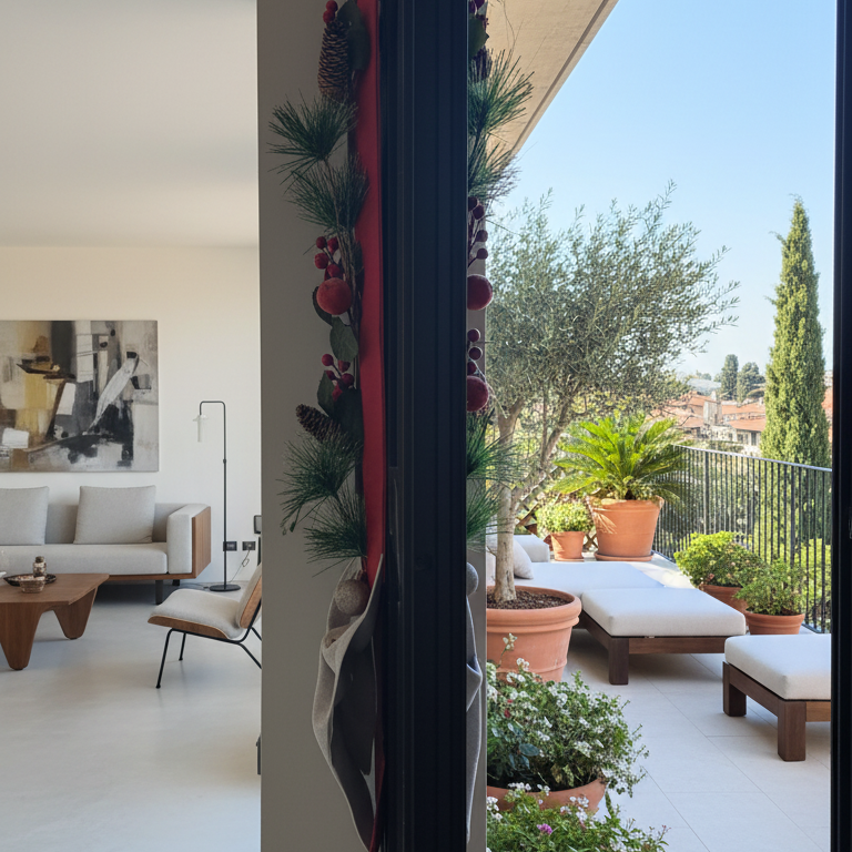 Fascia Natalizia Artigianale "Classic Joy" - Decorazione a Scapolare per Porta