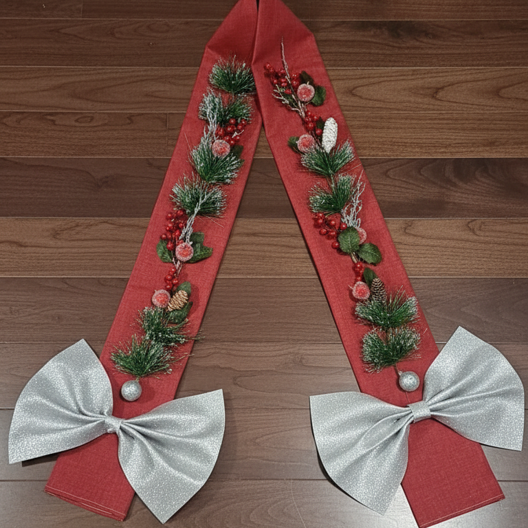 Fascia Natalizia Artigianale "Classic Joy" - Decorazione a Scapolare per Porta