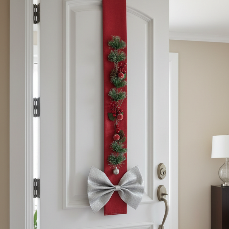 Fascia Natalizia Artigianale "Classic Joy" - Decorazione a Scapolare per Porta