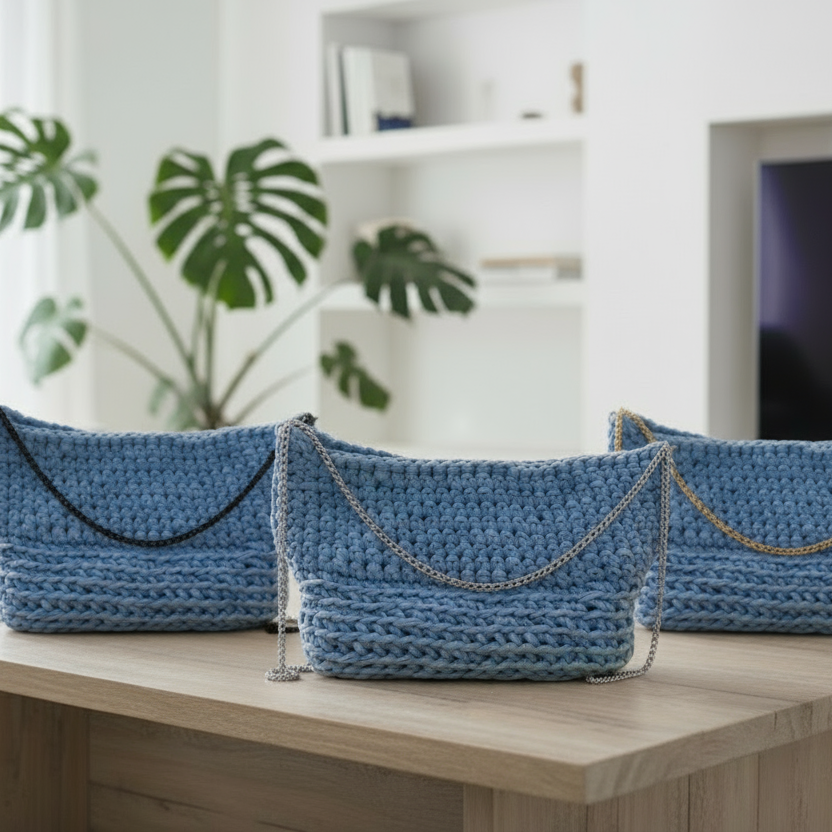 Borsa all'uncinetto fatta a mano