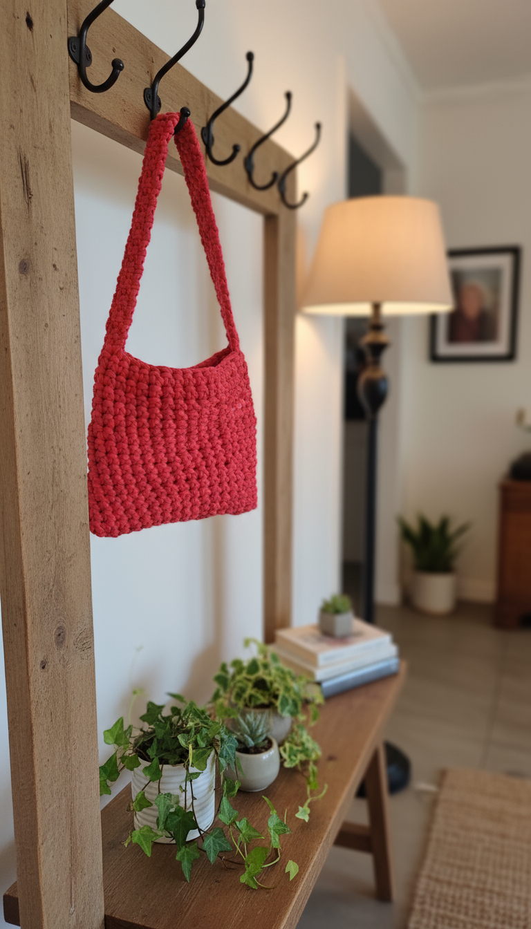 Borsa a Tracolla all'Uncinetto - Rosso Corallo