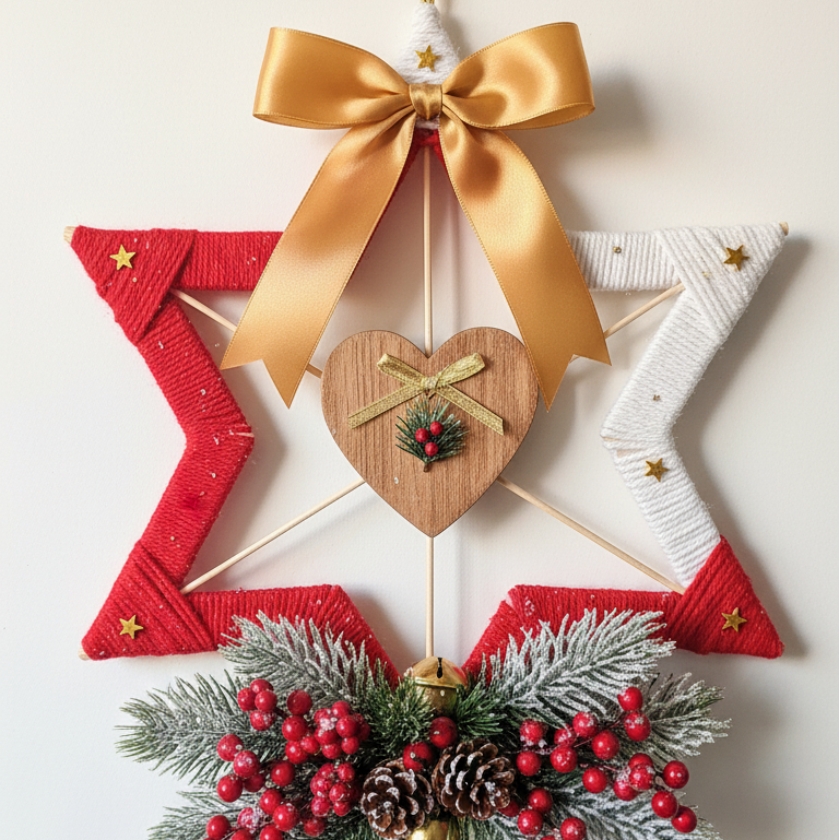 Stella Natalizia Artigianale - Decorazione Rossa e Bianca