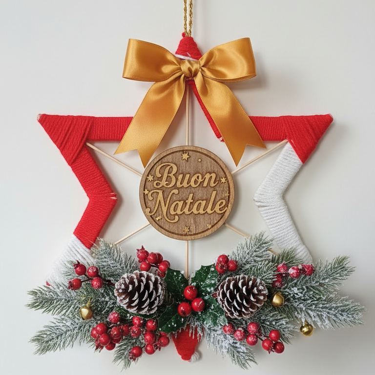 Stella Natalizia Artigianale - Decorazione Rossa e Bianca