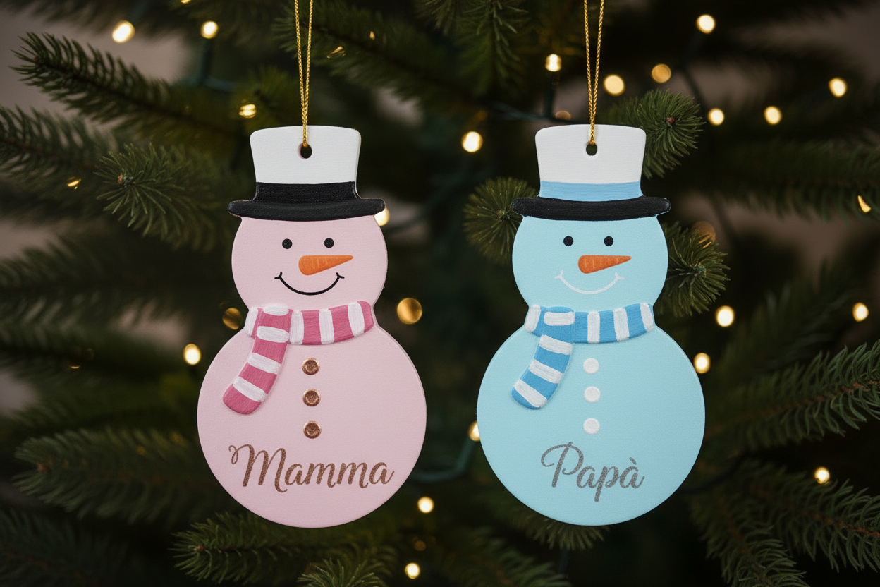 Nevolino e Nevolina - Pupazzo di Neve in Gesso Personalizzabile