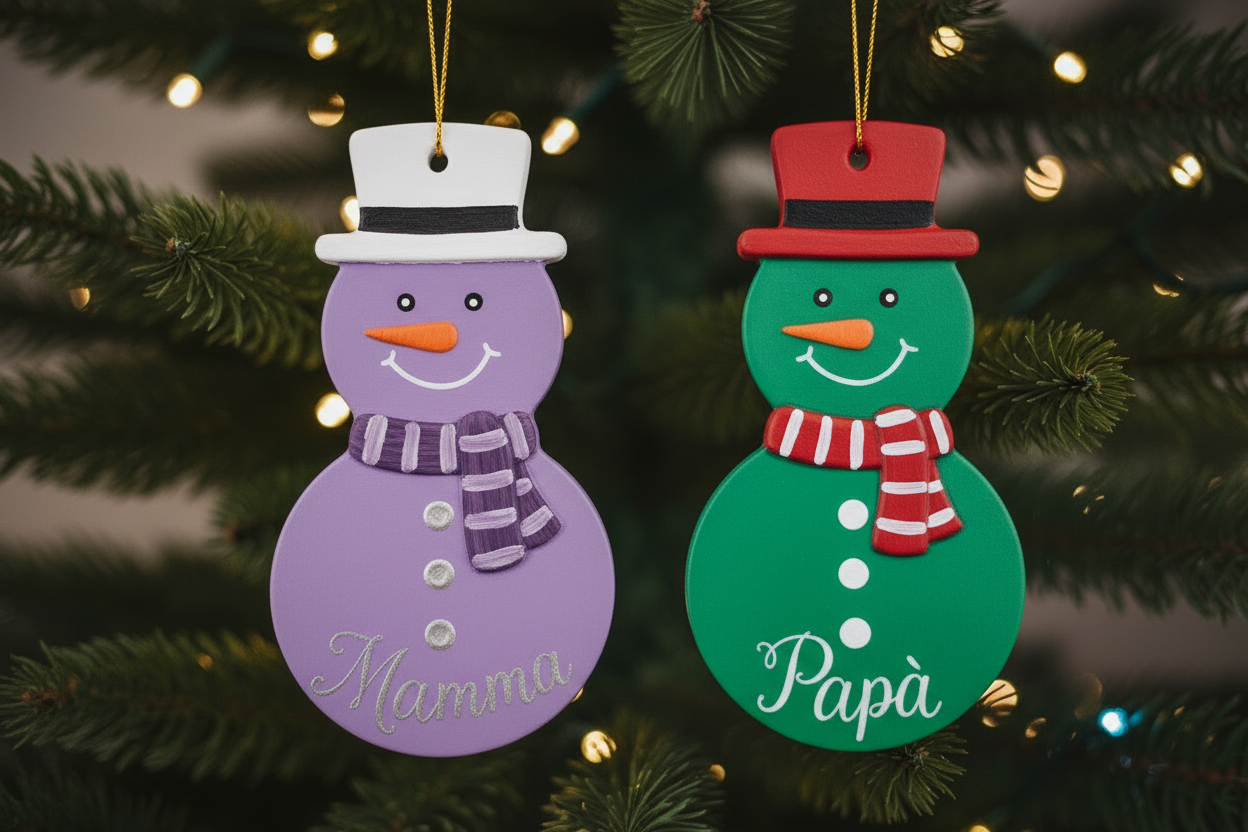 Nevolino e Nevolina - Pupazzo di Neve in Gesso Personalizzabile