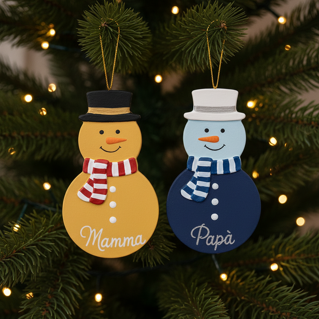 Nevolino e Nevolina - Pupazzo di Neve in Gesso Personalizzabile