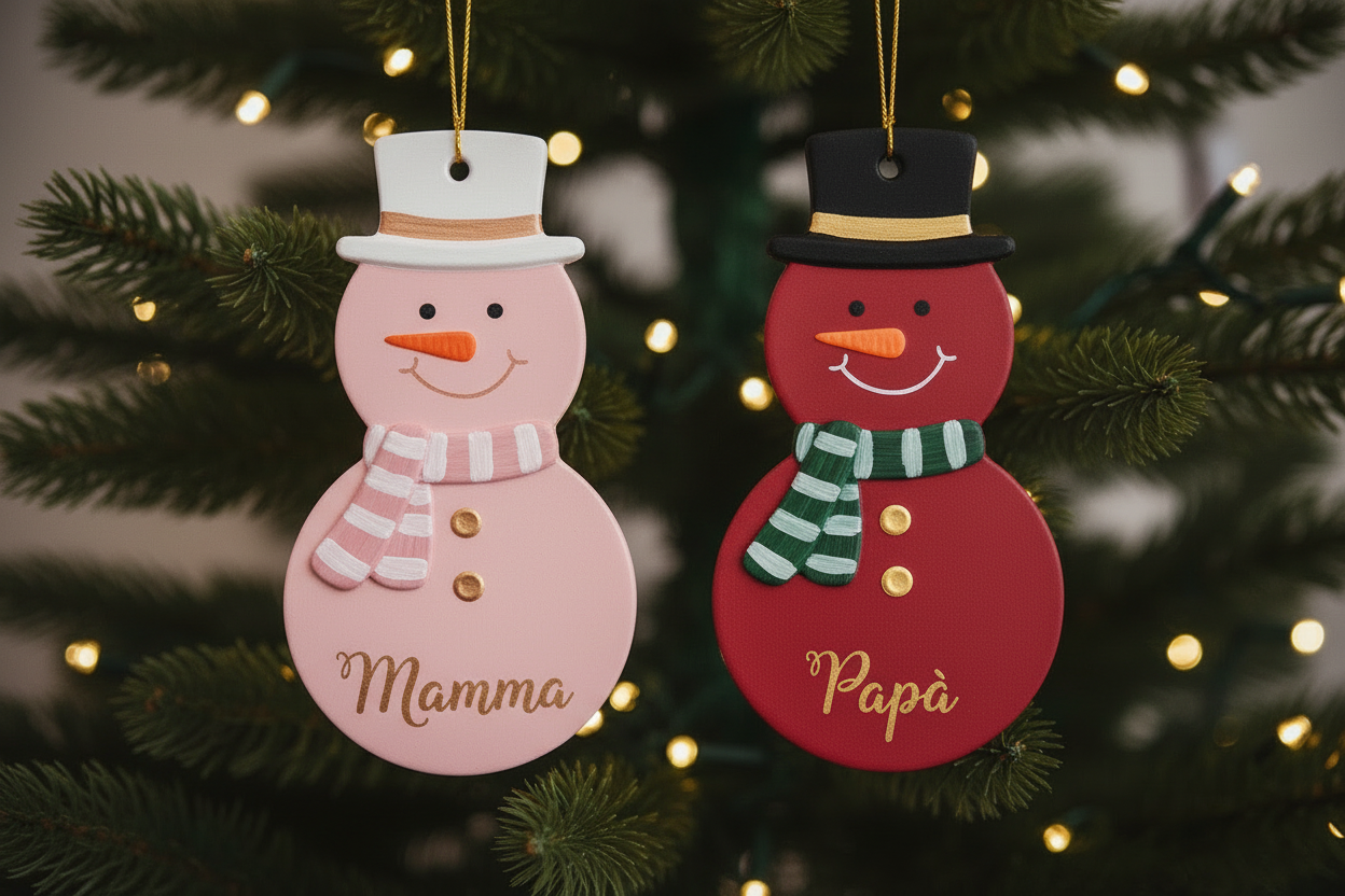 Nevolino e Nevolina - Pupazzo di Neve in Gesso Personalizzabile