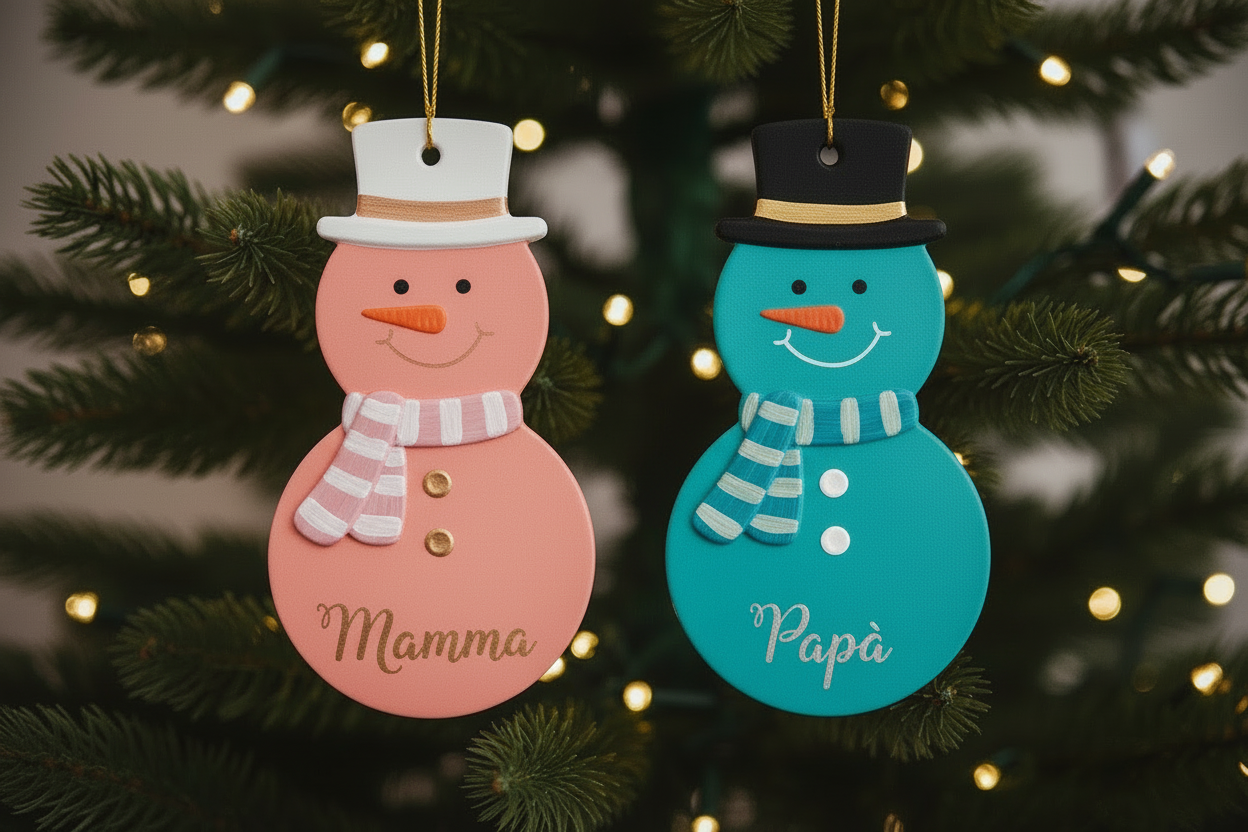 Nevolino e Nevolina - Pupazzo di Neve in Gesso Personalizzabile