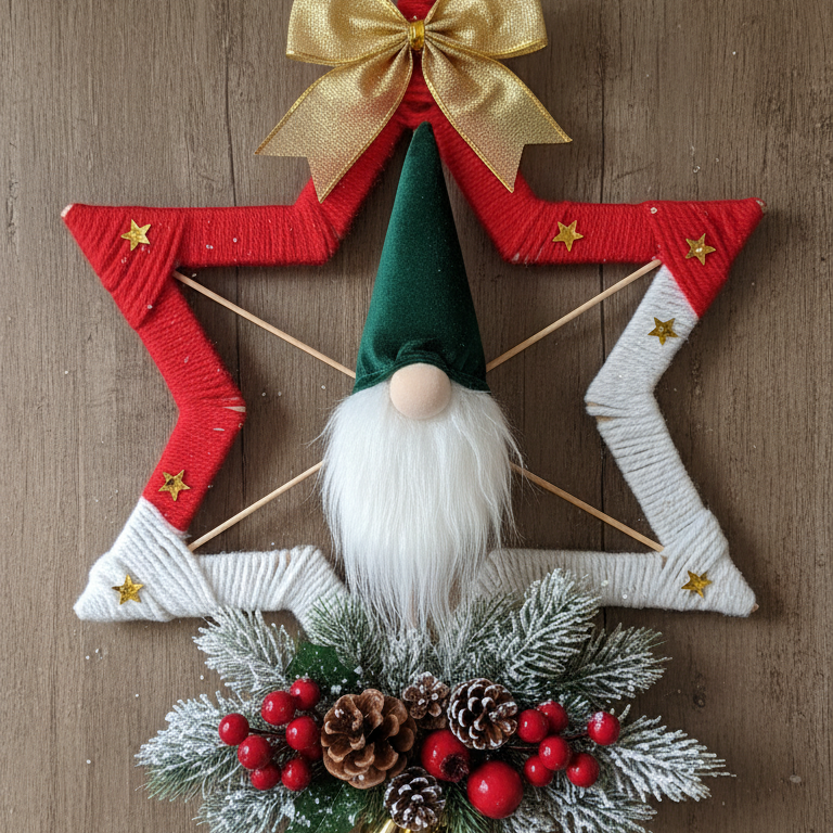 Stella Natalizia Artigianale - Decorazione Rossa e Bianca