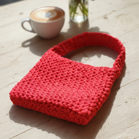 Borsa a Tracolla all'Uncinetto - Rosso Corallo