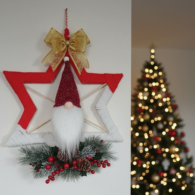 Stella Natalizia Artigianale - Decorazione Rossa e Bianca