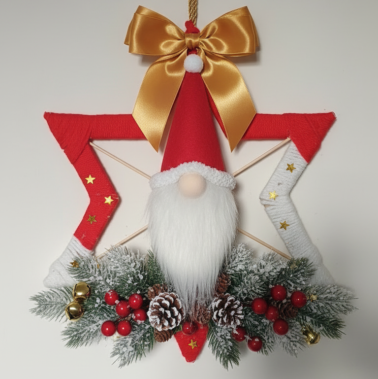 Stella Natalizia Artigianale - Decorazione Rossa e Bianca