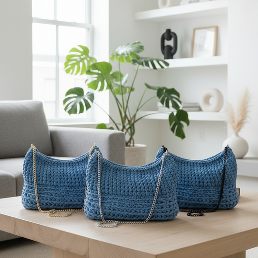 Borsa all'uncinetto fatta a mano