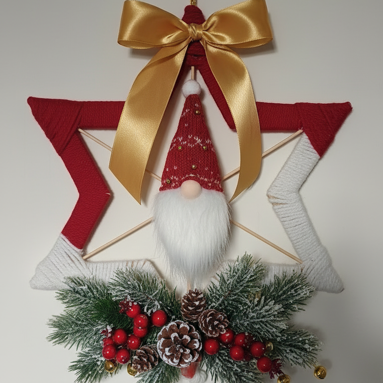 Stella Natalizia Artigianale - Decorazione Rossa e Bianca