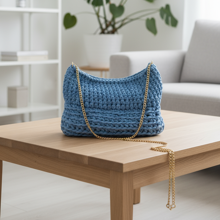 Borsa all'uncinetto fatta a mano