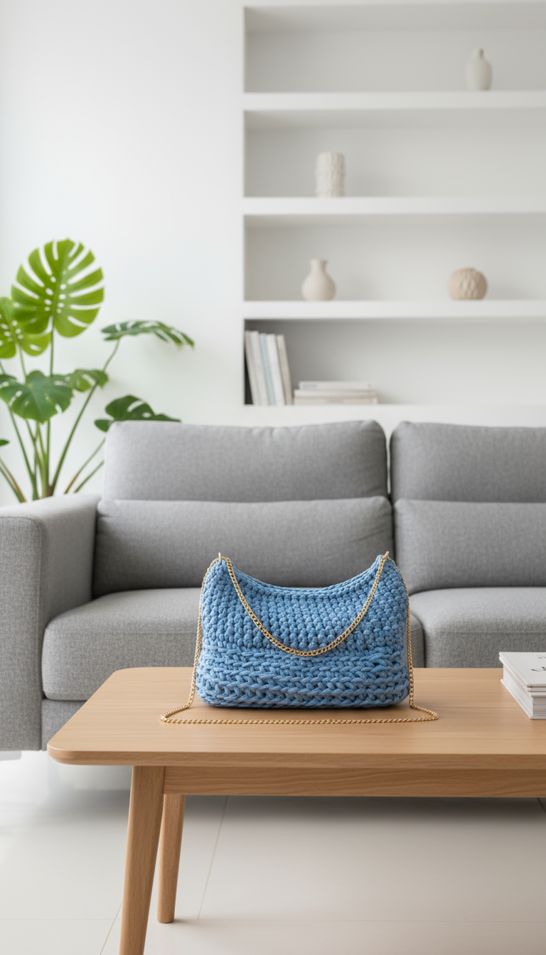 Borsa all'uncinetto fatta a mano
