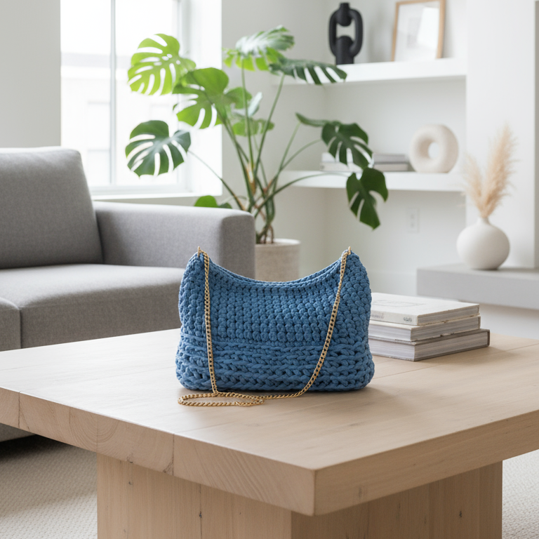 Borsa all'uncinetto fatta a mano