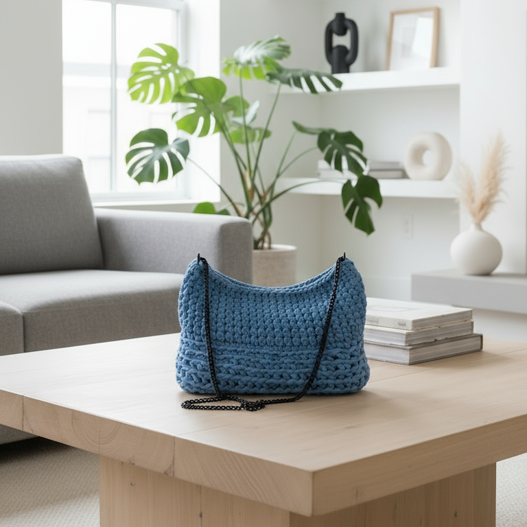 Borsa all'uncinetto fatta a mano