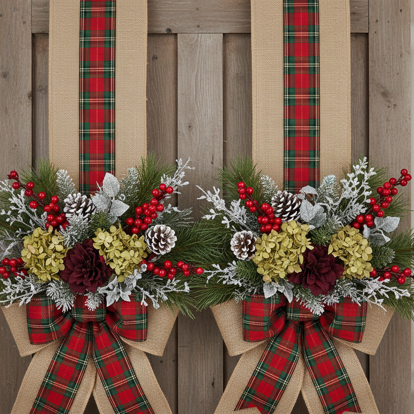 Fascia Natalizia Artigianale "Classic Joy" - Decorazione a Scapolare per Porta