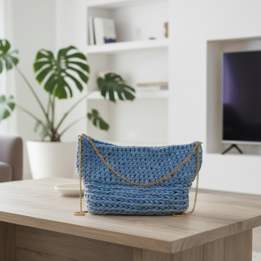 Borsa all'uncinetto fatta a mano