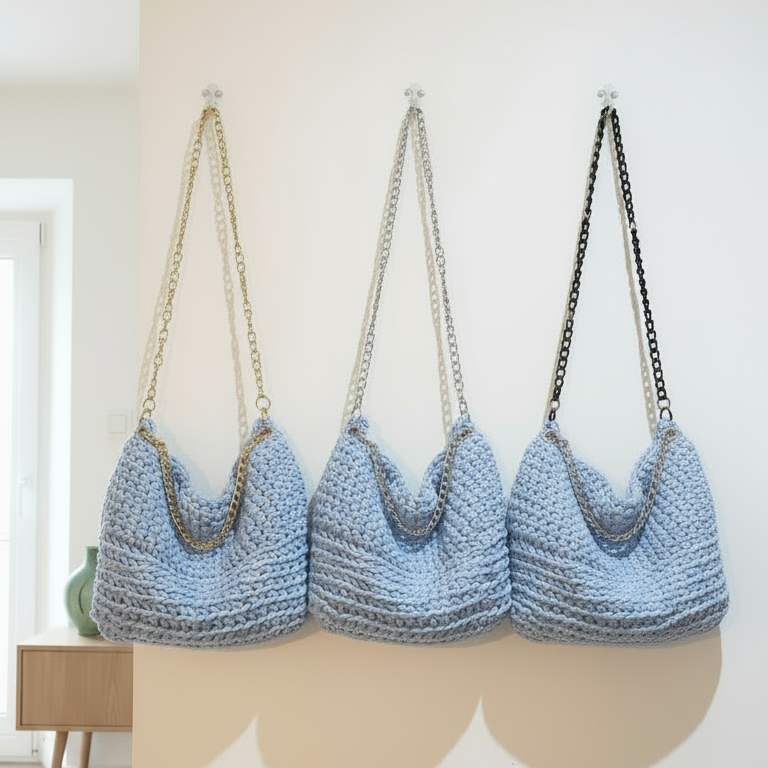 Borsa all'uncinetto fatta a mano