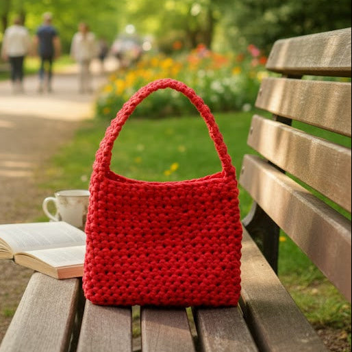 Borsa a Tracolla all'Uncinetto - Rosso Corallo