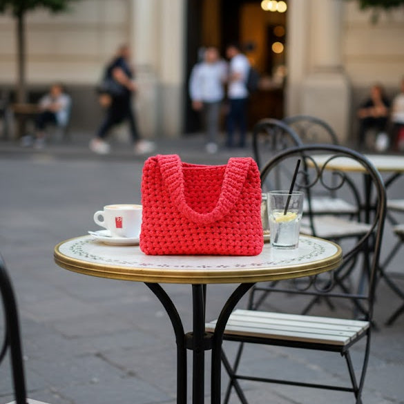 Borsa a Tracolla all'Uncinetto - Rosso Corallo